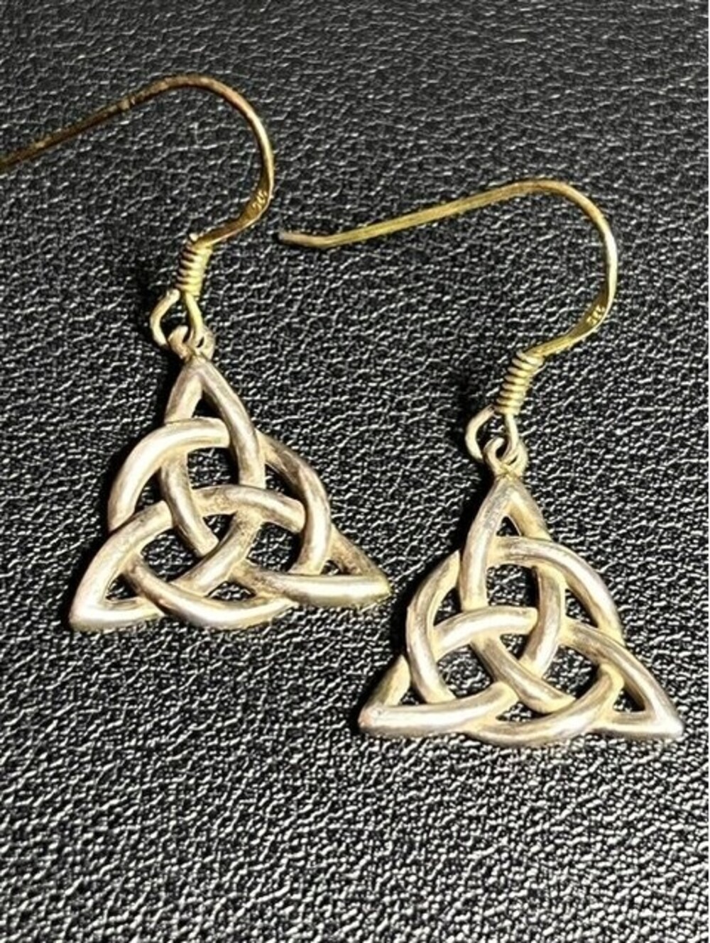 B6990 Vintage Celtic Trinity Knot Dangle Earrings Sterling Silver 1.5" Drop 3.6g